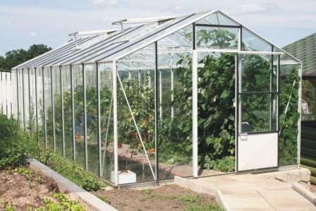 Теплица прямоугольного вида, крыша двускатная