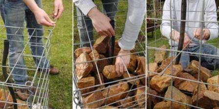 Верх габиона еще оставляем открытым