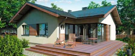 Этот материал экологический и создает ощущение гармонии с природой. Из бруса или бревен можно построить домики различной формы.